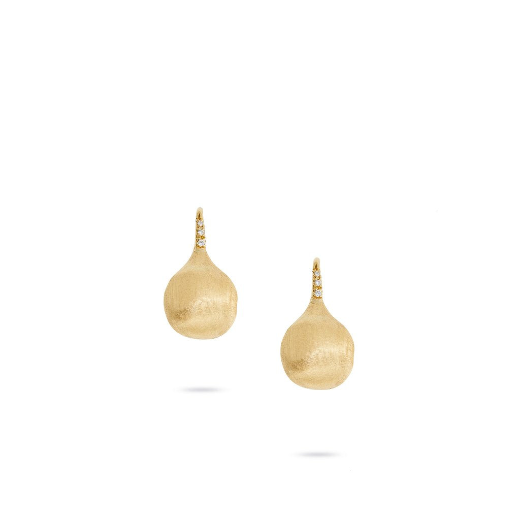 18K Yellow Gold and Diamond Medium French Wire Earrings