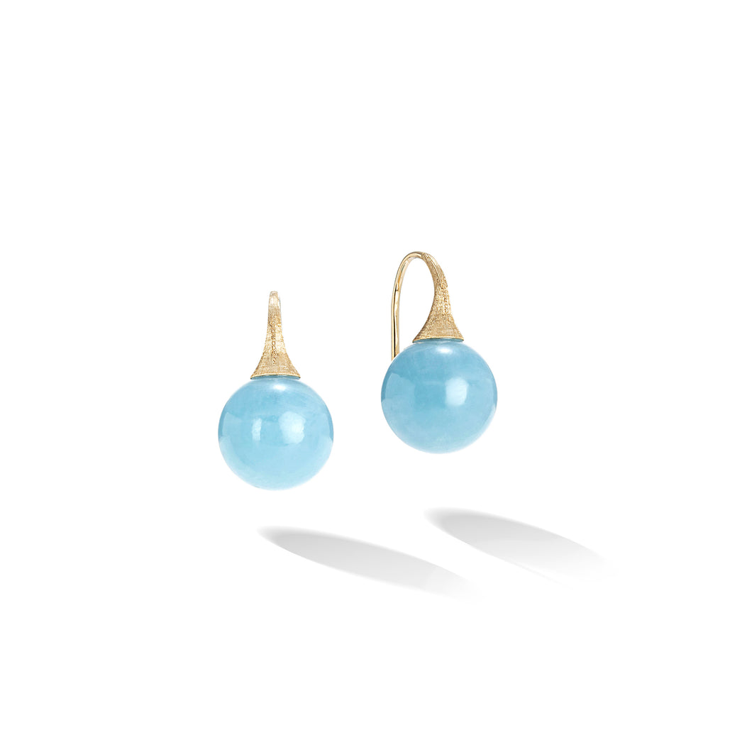 Africa Boule Collection 18K Yellow Gold and Aquamarine French Wire Earrings