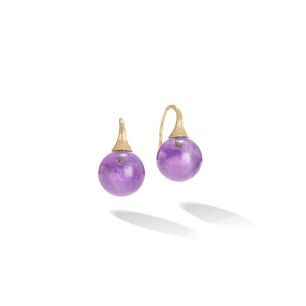 Africa Boule Collection 18K Yellow Gold and Dark Amethyst French Wire Earrings