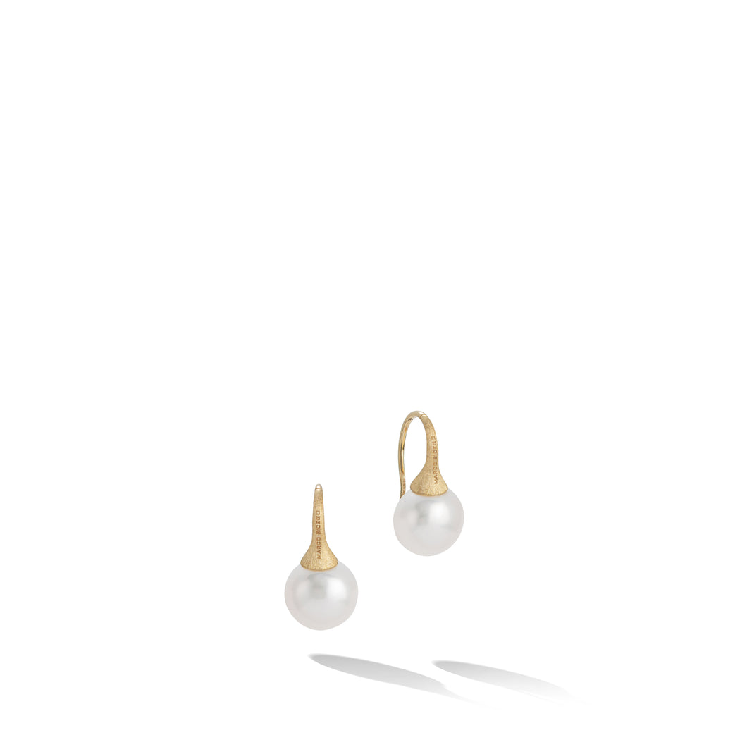 Africa Collection 18K Yellow Gold and Pearl French Wire Earrings