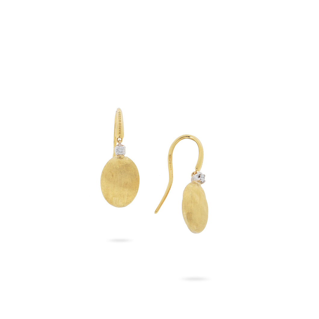 18K Yellow Gold & Diamond French Hook Earrings