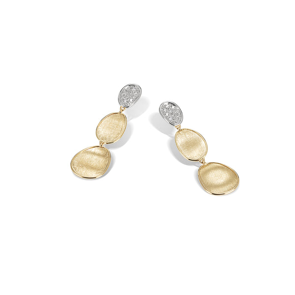 18K Yellow Gold 3-Drop Earrings With Diamonds, Small