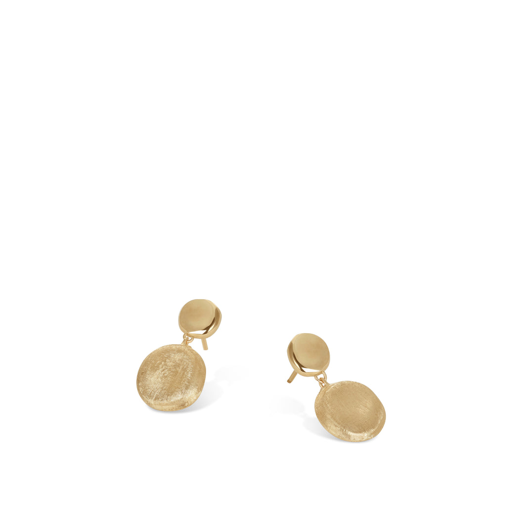 Jaipur Collection 18K Yellow Gold Engraved and Polished Double Drop Earrings