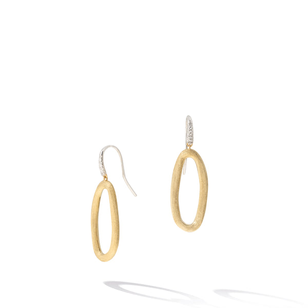Jaipur Link Collection 18K Yellow & White Gold Oval Link Diamond Hook Earrings