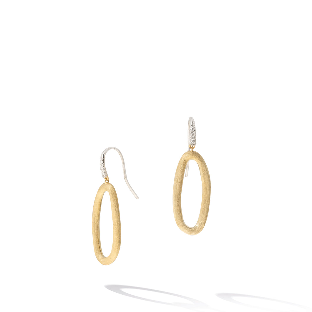 Jaipur Link Collection 18K Yellow & White Gold Oval Link Diamond Hook Earrings