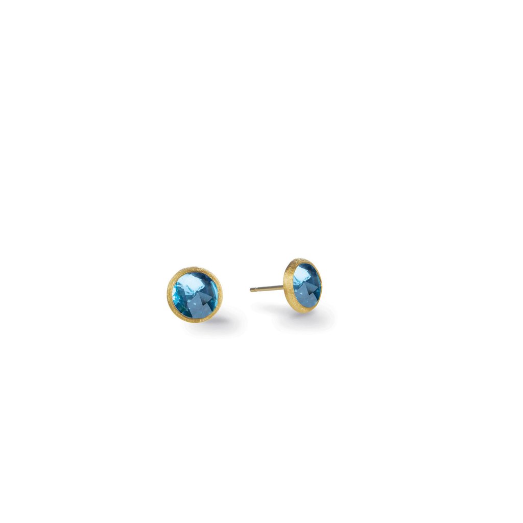 18K Yellow Gold  & Blue Topaz Petite Stud Earrings