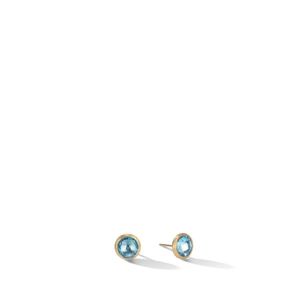 Jaipur Color Collection 18K Yellow Gold Blue Topaz Stud Earrings