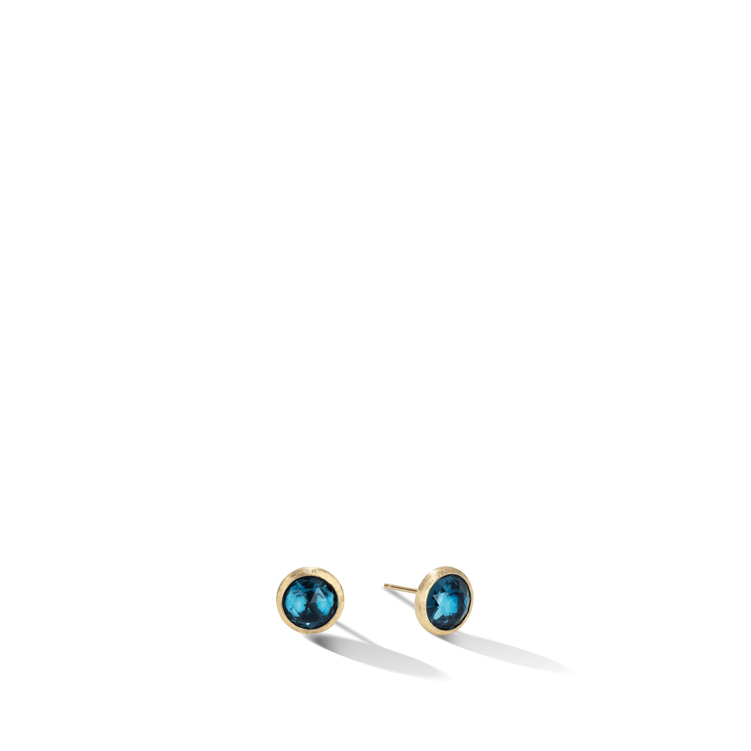 Jaipur Color Collection 18K Yellow Gold London Blue Topaz Stud Earrings