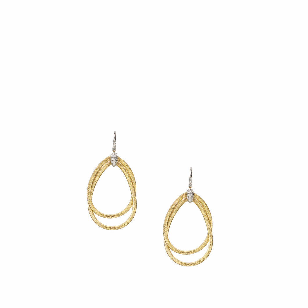 18K Yellow Gold & Diamond Medium Drop Woven Earrings