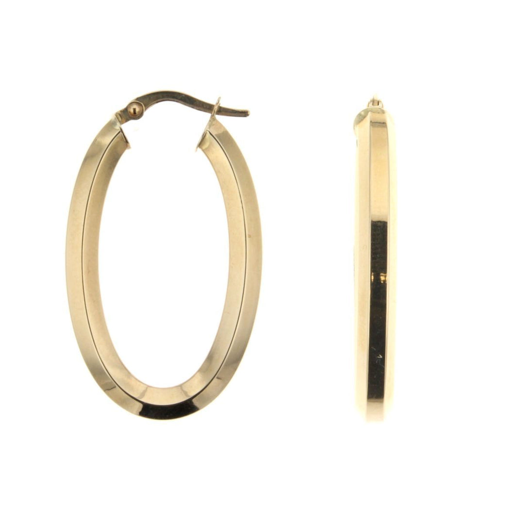 14K Yellow Gold Oval Polished Hoop Earrings