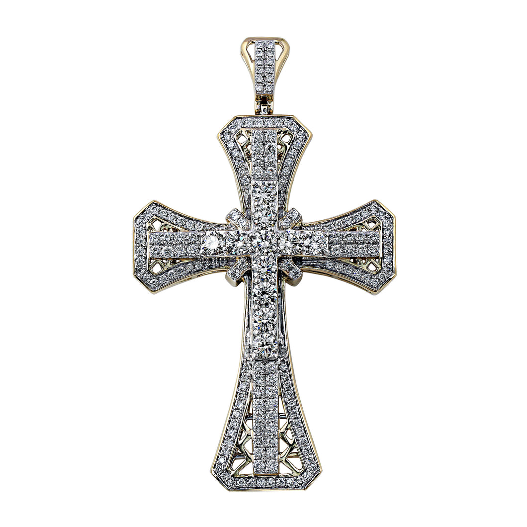 5.00CTTW Lab-Created Diamond Cross in 14K Yellow Gold