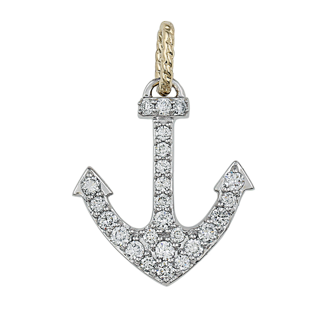 0.50CTTW Lab-Created Diamond Anchor in 14K Yellow Gold