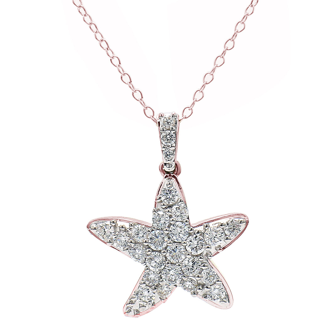 1.00 ctw. Lab-Created Diamond Starfish Pendant in 14K Rose Gold