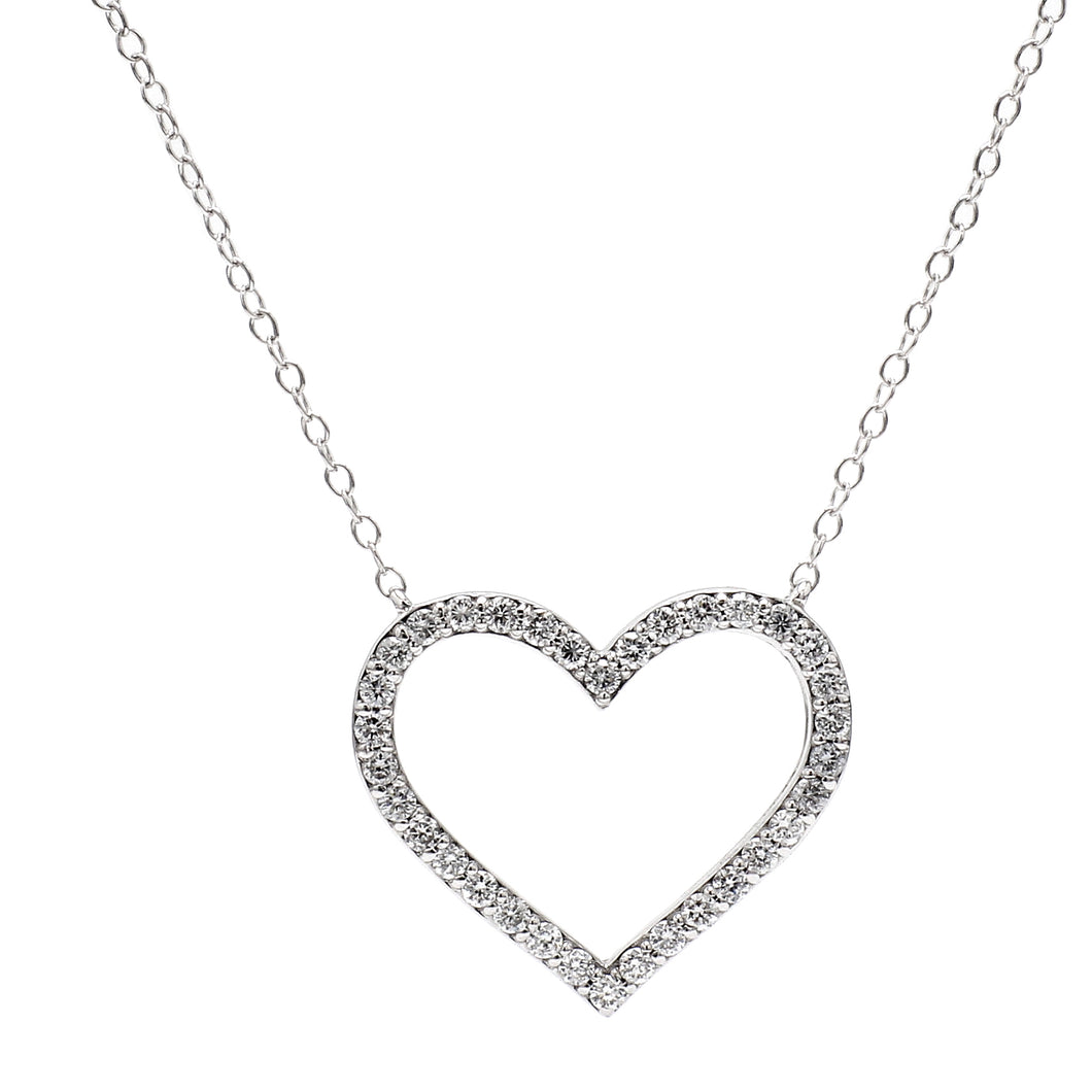 1.00 ctw. Lab-Created Blue & White Diamond Reversible Heart Pendant in 14K White Gold