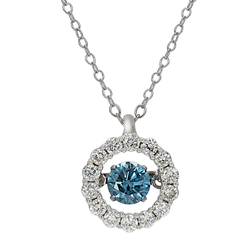 0.75CTTW Lab-Created Blue and White Diamond Pendant in 14K White Gold