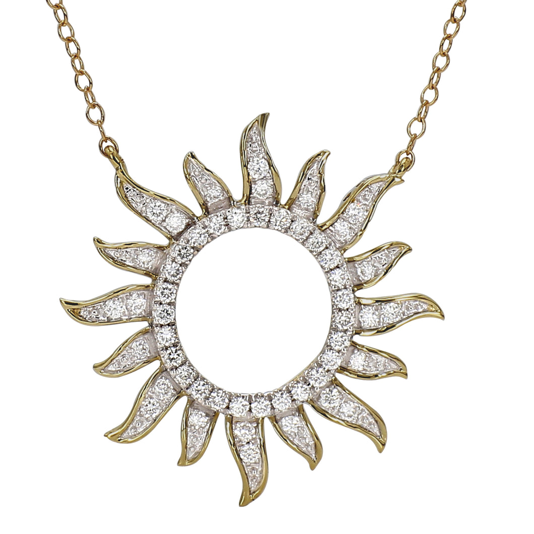 0.50CTTW Lab-Created Diamond Rising Sun Pendant in 14K Yellow Gold