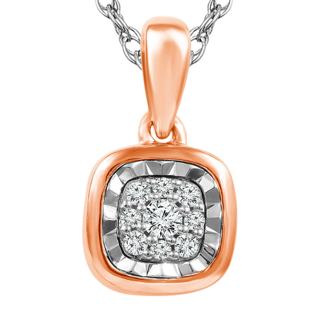 14K Rose Gold Square Shaped 0.07 Diamond Pendant