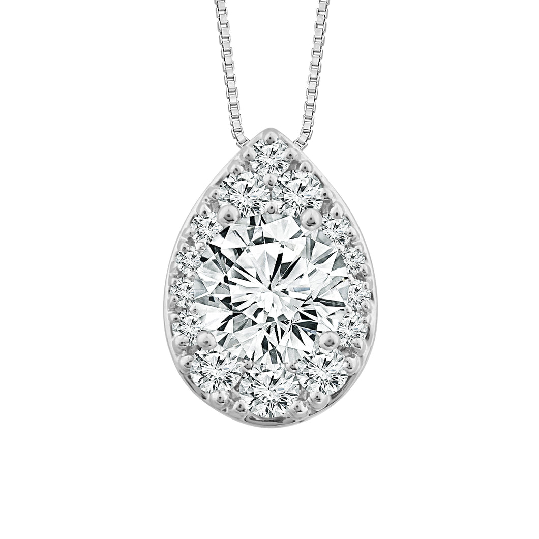 14K White Gold 0.50 CTW Diamond Aura Pear Shape Pendant