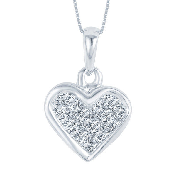 14K White Gold Diamond Heart Pendant (0.25 ct. tw.)
