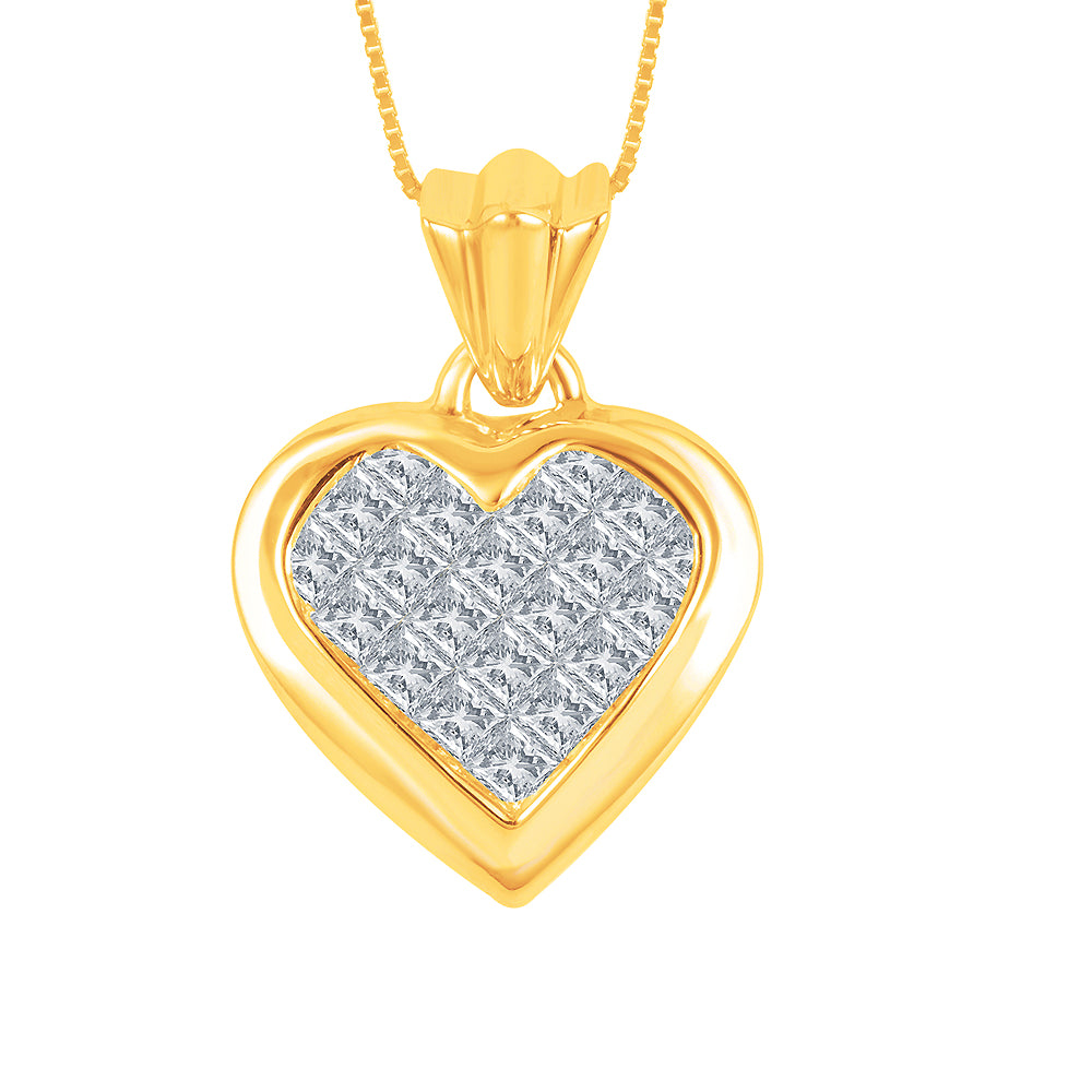 14K Gold Heart Shaped Diamond Pendant  (0.50CT TW)