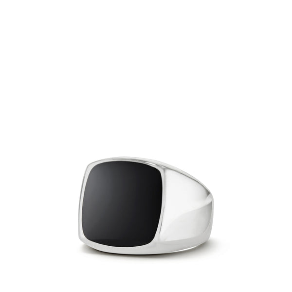 Exotic Stone Signet Ring in Sterling Silver with Black Onyx