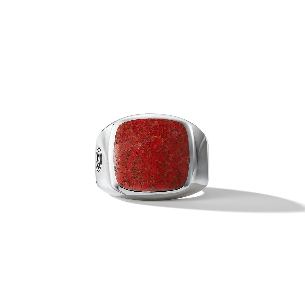 Exotic Stone Signet Ring with Red Agate