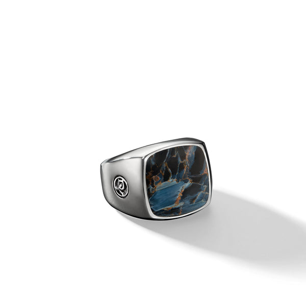 Exotic Stone Signet Ring in Sterling Silver with Pietersite