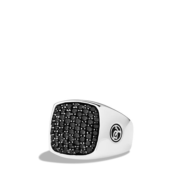 PavéÂ© Signet Ring with Black Diamonds