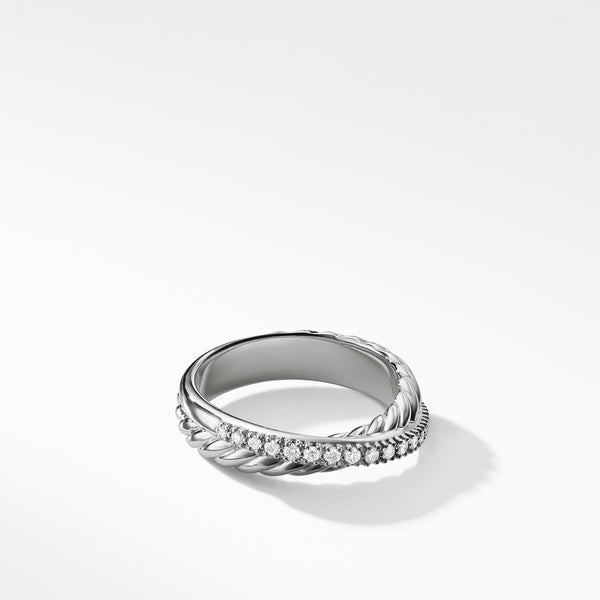 Crossover Ring with Diamonds