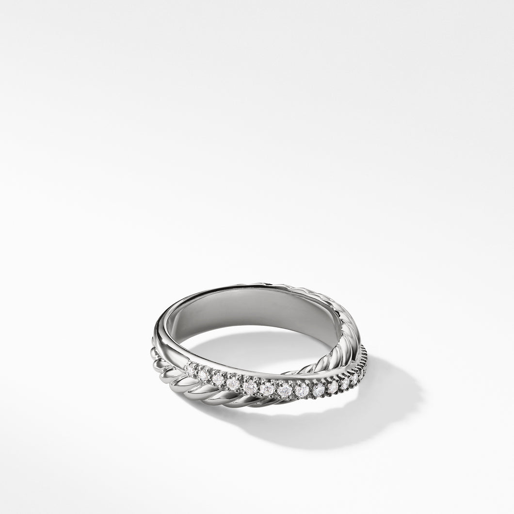 Crossover Ring with Diamonds