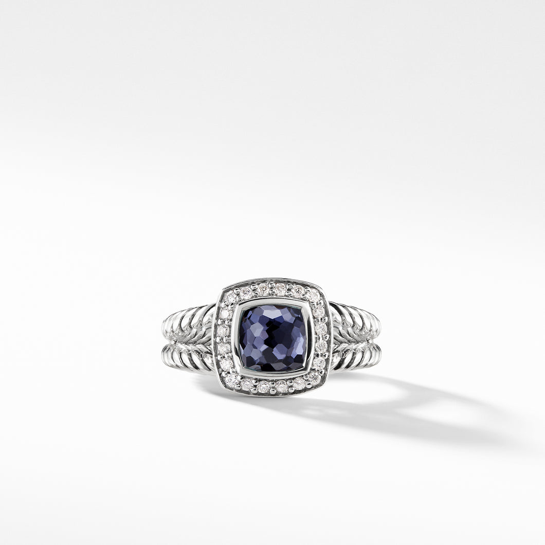 Petite Albion Ring with Black Orchid and Diamonds