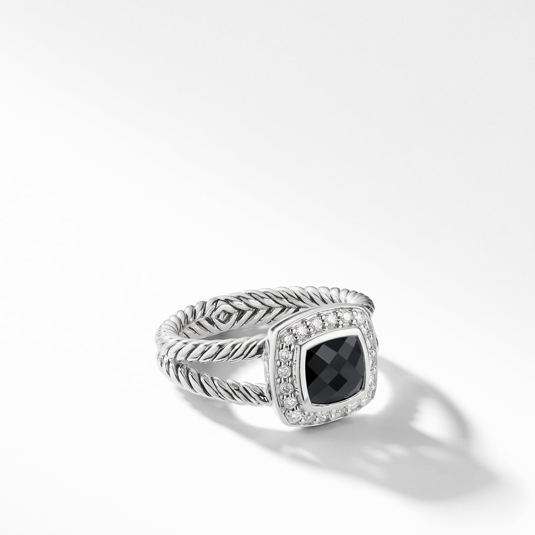 Petite Albion® Ring with Black Onyx and Diamonds