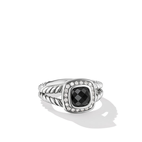 Petite Albion Ring with Black Onyx and Diamonds