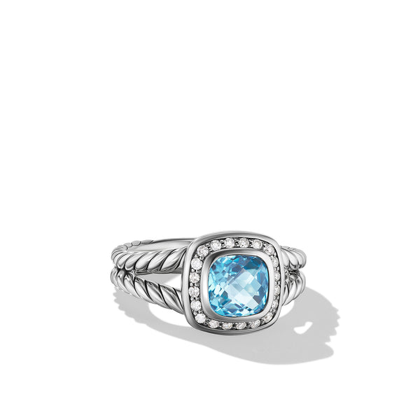 Petite Albion Ring with Blue Topaz and Diamonds