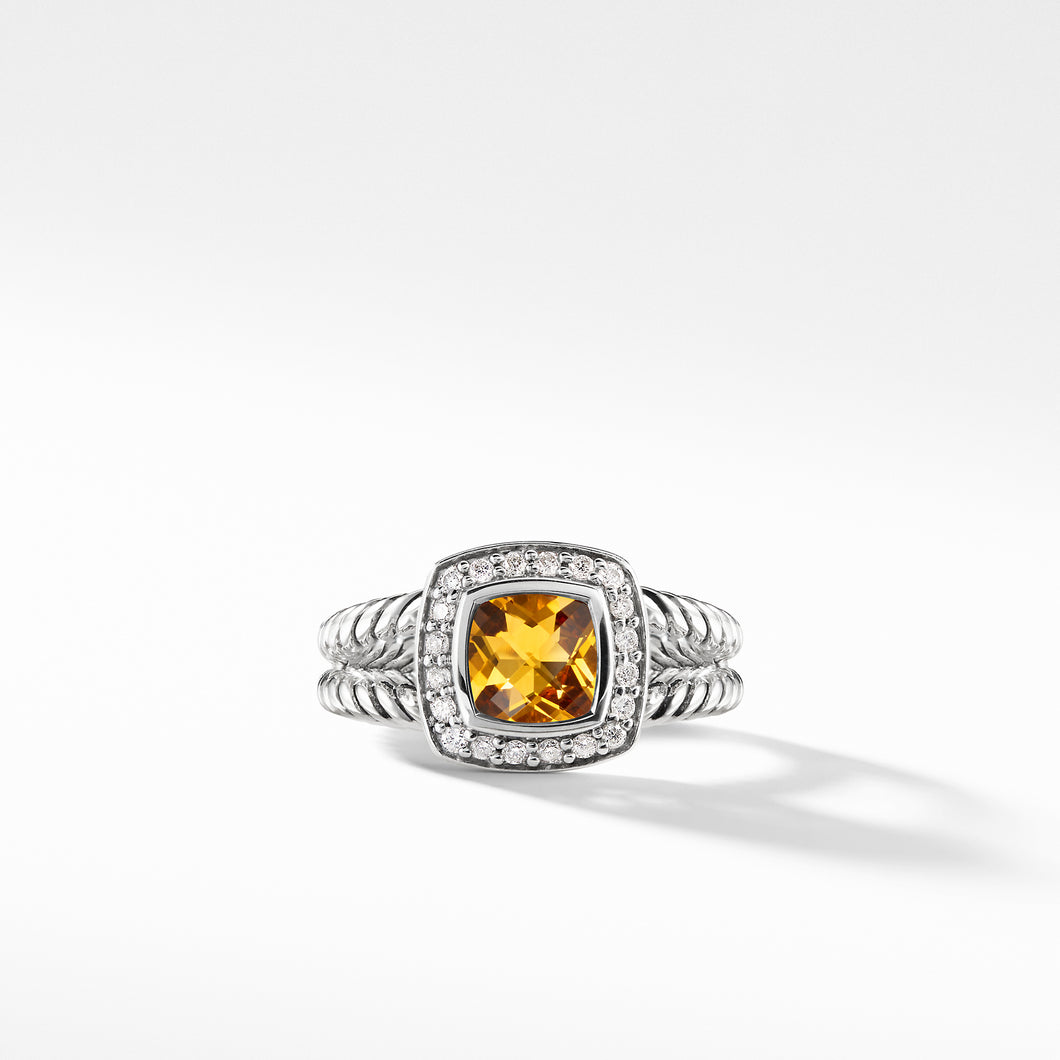 Petite Albion Ring with Citrine and Diamonds