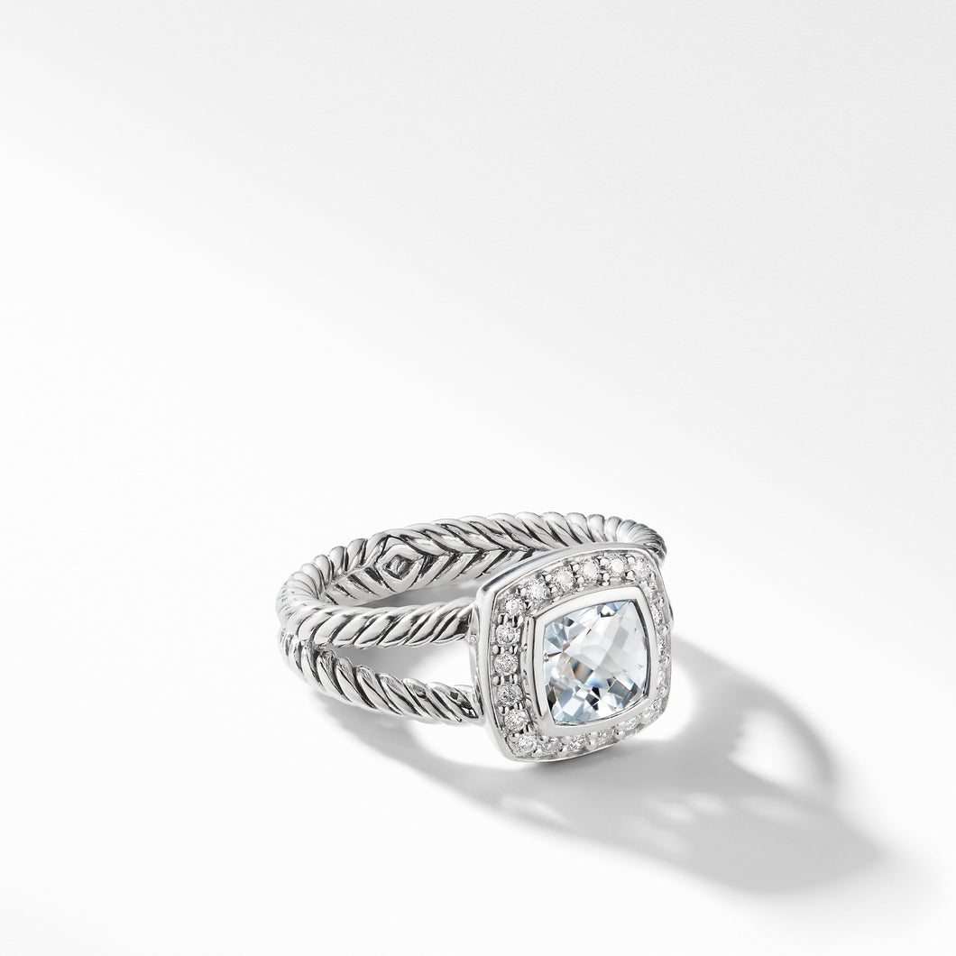 Petite Albion Ring with White Topaz and Diamonds
