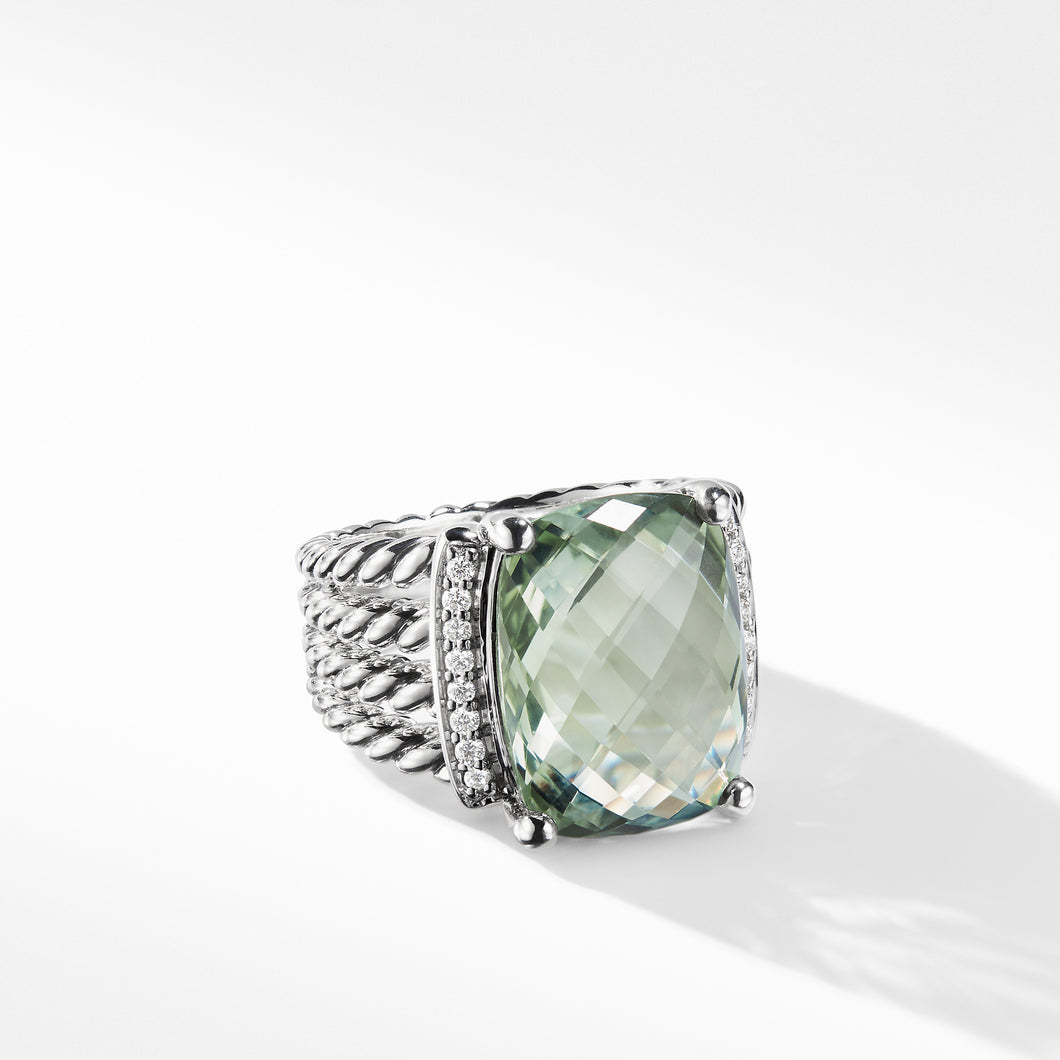 Wheaton Ring with Prasiolite and Diamonds