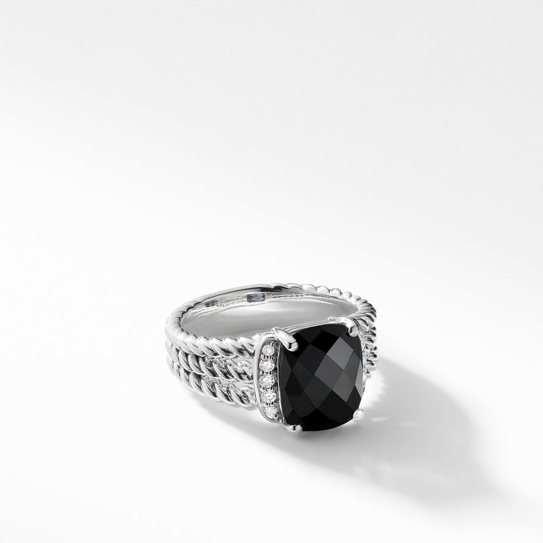 Petite Wheaton Ring with Black Onyx and Diamonds