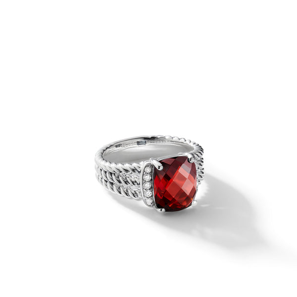 Petite Wheaton Ring with Garnet and Diamonds