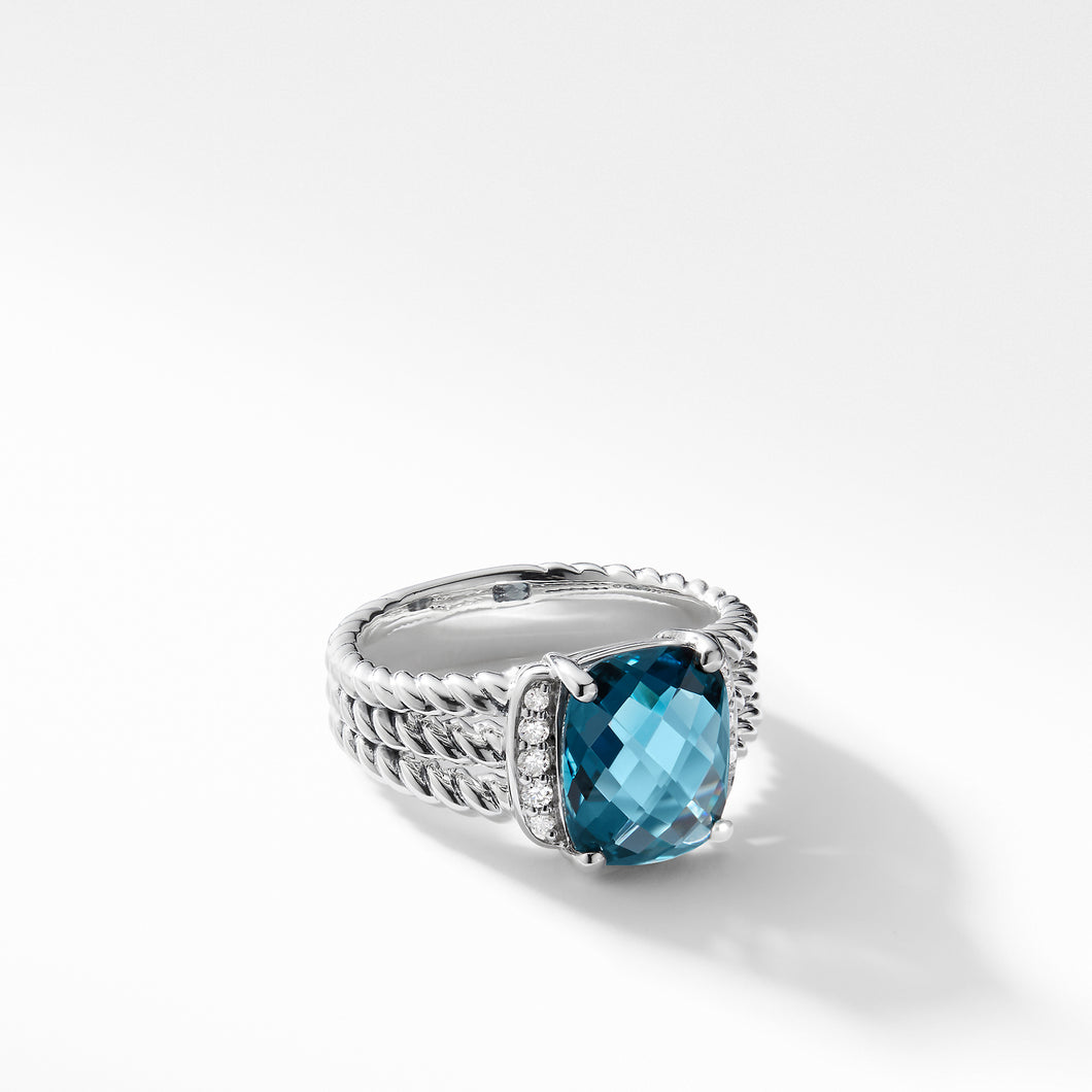 Petite Wheaton Ring with Hampton Blue Topaz and Diamonds