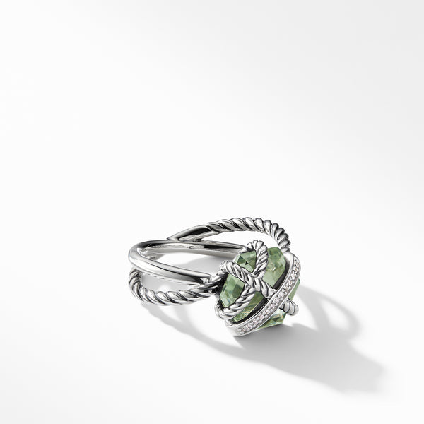 Ring with Prasiolite and Diamonds