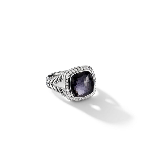 Albion Ring with Black Orchid and Diamonds