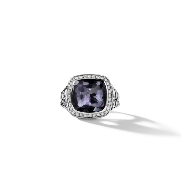 Albion Ring with Black Orchid and Diamonds