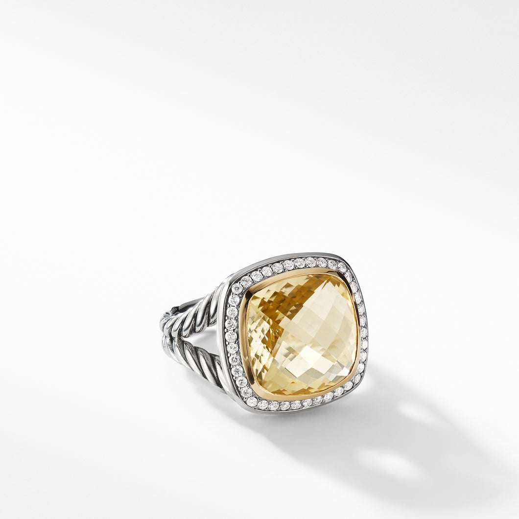 Ring with Champagne Citrine and Diamonds with 18K Gold