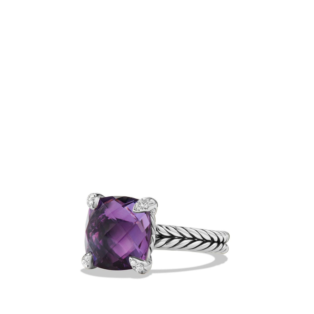 Chatelaine Ring with Amethyst and Diamonds