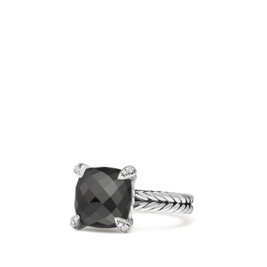Chatelaine® Ring with Black Onyx and Diamonds, 11mm