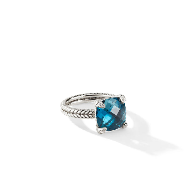 Ring with Hampton Blue Topaz and Diamonds