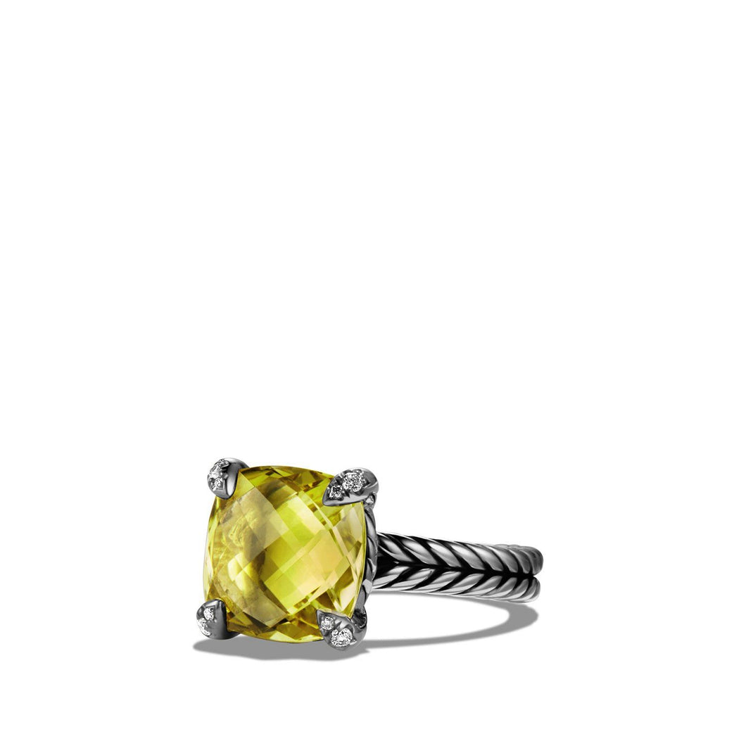 Ring with Lemon Citrine and Diamonds