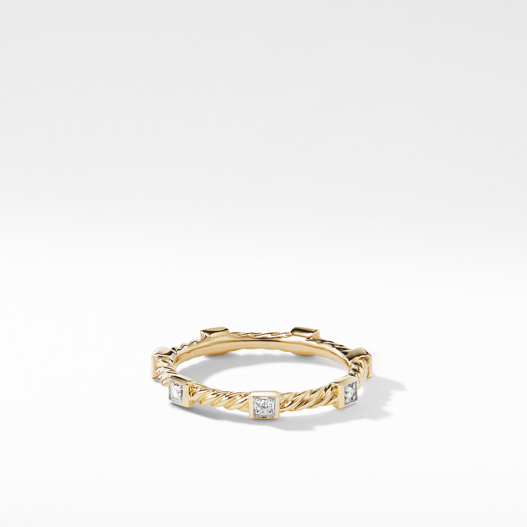 Cable Collectibles® Stack Ring in 18K Yellow Gold with Diamonds