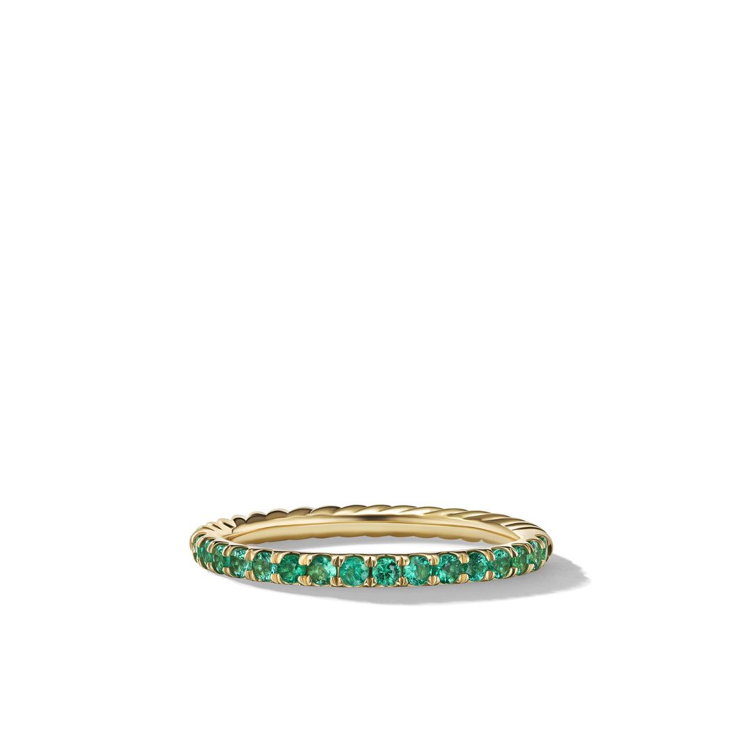 Cable Collectibles Stack Ring in 18K Yellow Gold with Pavé Emeralds